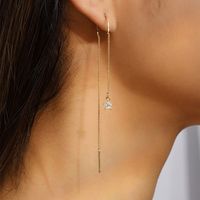 Casual Water Droplets Copper Inlay Zircon Ear Line 1 Pair sku image 5