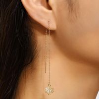 Casual Water Droplets Copper Inlay Zircon Ear Line 1 Pair sku image 6