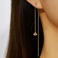 Casual Water Droplets Copper Inlay Zircon Ear Line 1 Pair main image 5