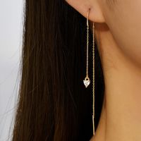 Casual Water Droplets Copper Inlay Zircon Ear Line 1 Pair main image 4