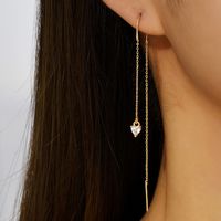 Casual Water Droplets Copper Inlay Zircon Ear Line 1 Pair sku image 9