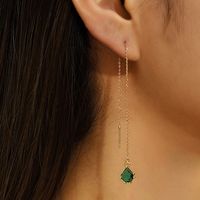 Casual Water Droplets Copper Inlay Zircon Ear Line 1 Pair sku image 3