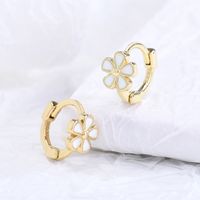 Fashion Flower Checkered Brass Plating Hoop Earrings 1 Pair main image 10