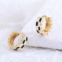 Fashion Flower Checkered Brass Plating Hoop Earrings 1 Pair main image 8