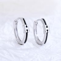 Fashion Flower Checkered Brass Plating Hoop Earrings 1 Pair sku image 1