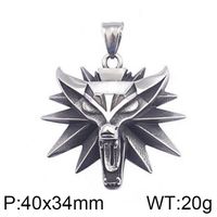 Fashion Wolf Titanium Steel Plating Pendant Necklace 1 Piece sku image 1