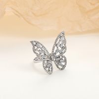 Fashion Butterfly Alloy Plating Rhinestones Women's Open Ring main image 4