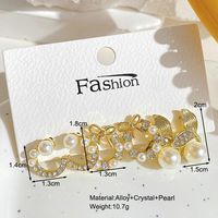 3 Pairs Fashion Geometric Alloy Plating Artificial Pearls Rhinestones Women's Earrings main image 4