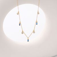 Fashion Round Rectangle Sterling Silver Inlay Zircon Necklace sku image 6