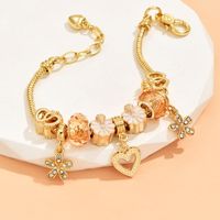 Elegant Heart Shape Flower Alloy Inlay Rhinestones Unisex Bangle main image 1