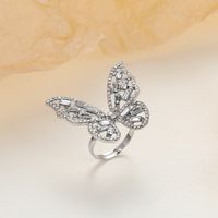 Fashion Butterfly Alloy Plating Rhinestones Women's Open Ring main image 5