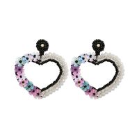 1 Pair Retro Heart Shape Bead/sequins Handmade Women's Drop Earrings sku image 3