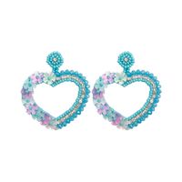 1 Pair Retro Heart Shape Bead/sequins Handmade Women's Drop Earrings sku image 2