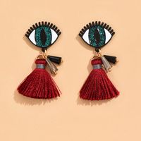 1 Pair Simple Style Devil's Eye Alloy Tassel Women's Drop Earrings main image 2