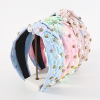 Women's Retro Simple Style Gradient Color Cloth Knot Inlay Artificial Rhinestones Artificial Pearls Hair Band main image 1