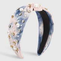 Women's Retro Simple Style Gradient Color Cloth Knot Inlay Artificial Rhinestones Artificial Pearls Hair Band main image 5
