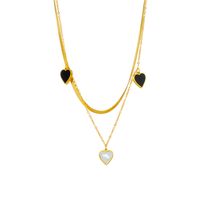 Fashion Heart Shape Titanium Steel Plating Layered Necklaces 1 Piece sku image 3