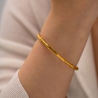 Simple Style Bamboo Stainless Steel Plating Bangle 1 Piece main image 3