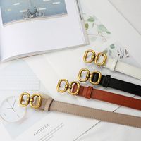 Simple Style Round Pu Leather Alloy Patchwork Women's Leather Belts 1 Piece main image 1
