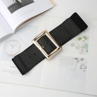 Fashion Solid Color Pu Leather Metal Button Women's Leather Belts 1 Piece sku image 1