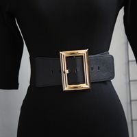Fashion Solid Color Pu Leather Metal Button Women's Leather Belts 1 Piece main image 1