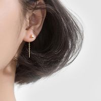 Style Simple Géométrique Le Cuivre Placage Zircon Ligne D'oreille 1 Paire main image 9