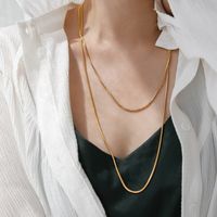 304 Stainless Steel 18K Gold Plated Simple Style Artistic Plating Solid Color Layered Necklaces main image 5