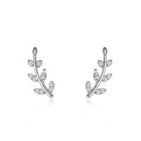 Style Simple Feuille Argent Sterling Placage Strass Boucles D'oreilles 1 Paire main image 5
