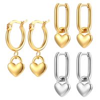 Fashion Heart Shape Stainless Steel Plating Drop Earrings 1 Pair main image 1