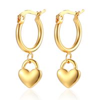 Fashion Heart Shape Stainless Steel Plating Drop Earrings 1 Pair main image 3