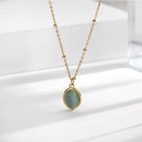 Simple Style Geometric Titanium Steel Plating Opal 18k Gold Plated Necklace main image 3