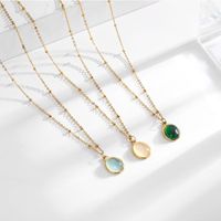 Simple Style Geometric Titanium Steel Plating Opal 18k Gold Plated Necklace main image 1