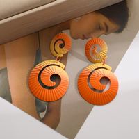 Wholesale Jewelry Vintage Style Geometric Round Gradient Color Metal Plating Drop Earrings sku image 13