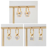 Fashion Heart Shape Butterfly Lock Stainless Steel Plating Zircon Dangling Earrings 1 Pair main image 1