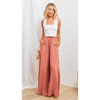 Women's Daily Fashion Solid Color Full Length Side Pockets Wide Leg Pants main image 3