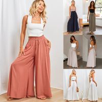 Women's Daily Fashion Solid Color Full Length Side Pockets Wide Leg Pants main image 1