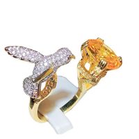 Ins Style Eagle Copper Plating Zircon Open Ring 1 Piece main image 3