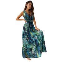Women's Swing Dress Vacation Fashion V Neck Printing Sleeveless Ditsy Floral Maxi Long Dress Holiday main image 6