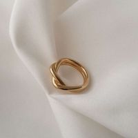 Simple Style Solid Color Titanium Steel Criss Cross Rings main image 3