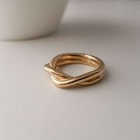 Simple Style Solid Color Titanium Steel Criss Cross Rings main image 2