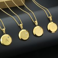 Fashion Letter Stainless Steel Gold Plated Zircon Pendant Necklace main image 1