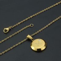 Fashion Letter Stainless Steel Gold Plated Zircon Pendant Necklace main image 4
