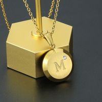 Fashion Letter Stainless Steel Gold Plated Zircon Pendant Necklace main image 3