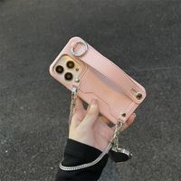 Rétro Forme De Cœur Couleur Unie Faux Cuir  Iphone Téléphone Accessoires main image 6