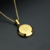 Fashion Letter Stainless Steel Gold Plated Zircon Pendant Necklace sku image 1