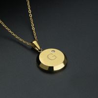 Fashion Letter Stainless Steel Gold Plated Zircon Pendant Necklace sku image 2