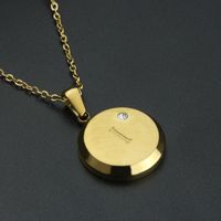 Fashion Letter Stainless Steel Gold Plated Zircon Pendant Necklace sku image 3