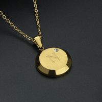 Fashion Letter Stainless Steel Gold Plated Zircon Pendant Necklace sku image 4