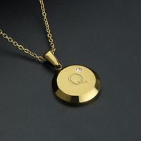 Fashion Letter Stainless Steel Gold Plated Zircon Pendant Necklace sku image 6
