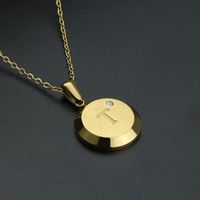 Fashion Letter Stainless Steel Gold Plated Zircon Pendant Necklace sku image 8